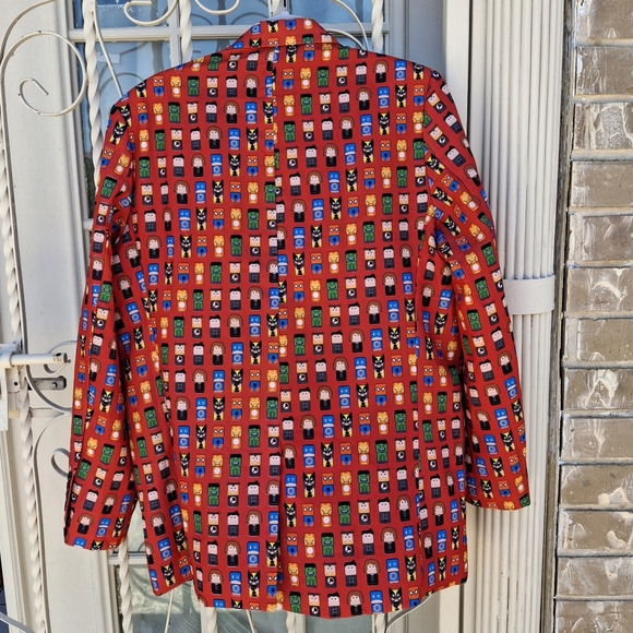 Marvel Mini Mates All Over Print Red Suit Blazer Men Size Medium - Picture 7 of 16
